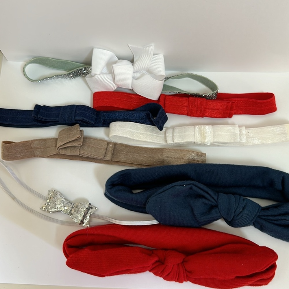 ð Baby girl Hairbands bundle 8 red white blue silver headband accessories girl